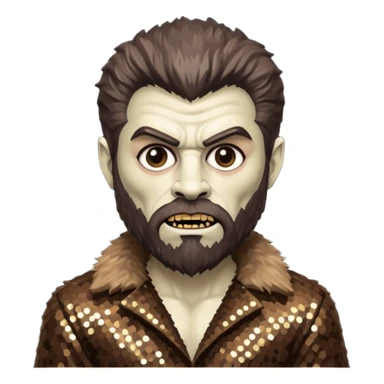 The Wolfman from Universal Monsters with brown fur, dark brown sequin outfit  sticker