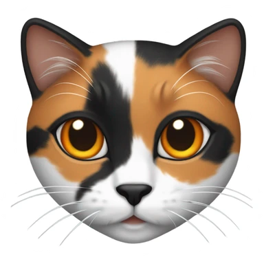 Calico cat with a black face sticker