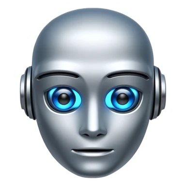 ai robot, detailed, metallic, glowing eyes sticker