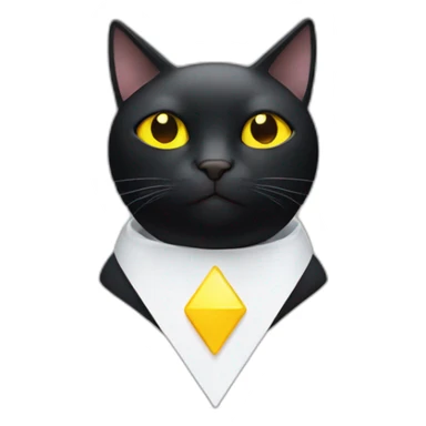black cat with yellow eyes and a white triangle on his chest sticker