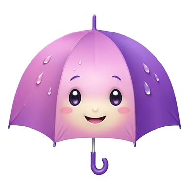 Cute Kawaii Umbrella, small and cute, soft pastel pink and purple, tiny rain droplets smiling down, a chubby round handle, big sparkling eyes full of joy! sticker
