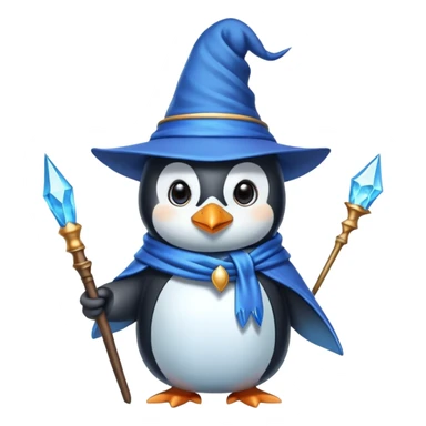 penguin wizard with wand and pointy hat sticker