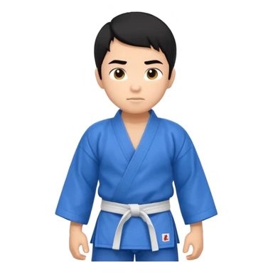 Кимоно синий для дзюдо мальчик с черными волосами все тело sticker