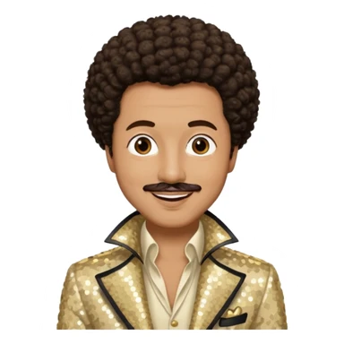 William Powell from The O'Jays with light tan skin, dark brown afro hair, cream sequin outfit sticker