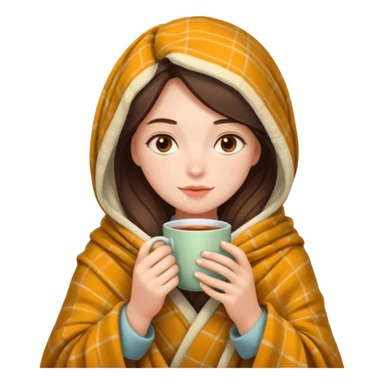 girl wrapped in blanket drinking tea sticker