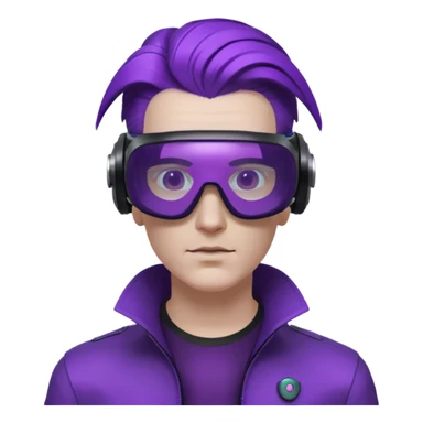 Cyberpunk man fappy head 3d puruple cyber VR -glasses only face sticker