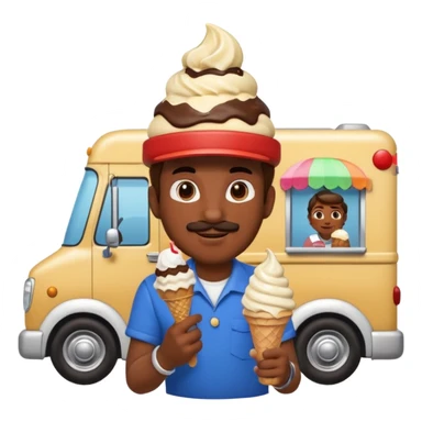 Mario with a ice cream cone next to a ice cream truck  sticker