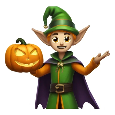 pumkin elf male casting a spell sticker