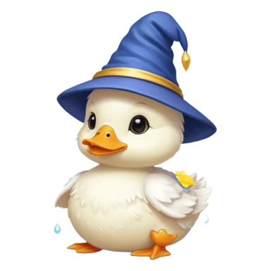 white baby duck with wizard hat
 sticker