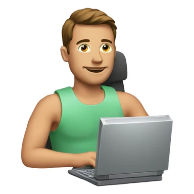 Man with computer  sticker