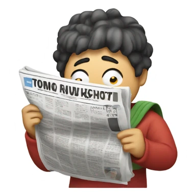A kimchi character reading a newspaper sticker