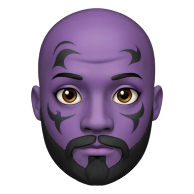bald purple bearded man with black face tattoo sticker