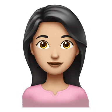 Brunette lady, Black long hair, pink shirt, fair complexion  sticker