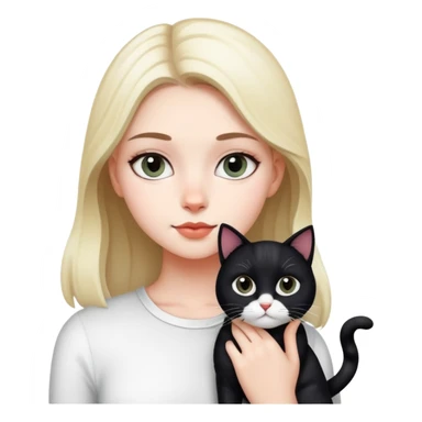 Girl and cat black and white sticker