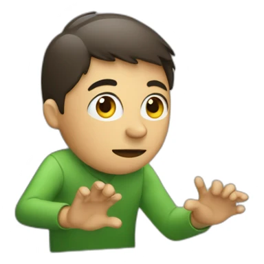 person with computer doing stop with hand sticker