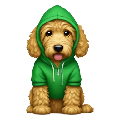 Golden doodle with a green hoodie  sticker