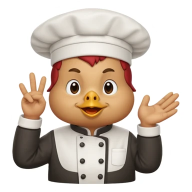 Una gallina con ropa de chef hacienso un gesto de decepcion sticker