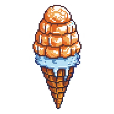 Peach ice cream scoop in a waffle cone sticker