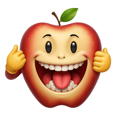 Apple IOS Smiley face with open mouth and teeth biting an arm like a love bite sticker