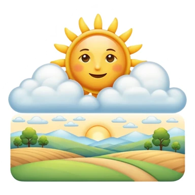 sun rising above horizon with soft clouds, clean and simple landscape sticker