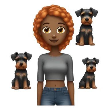 Black girl with ginger hair with mini schnauzer  sticker