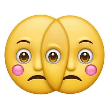 two emojis not happy stuck together no pink cheeks sticker