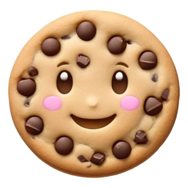 kawaii cookie with chocolate chips and a tiny smiling face sticker
