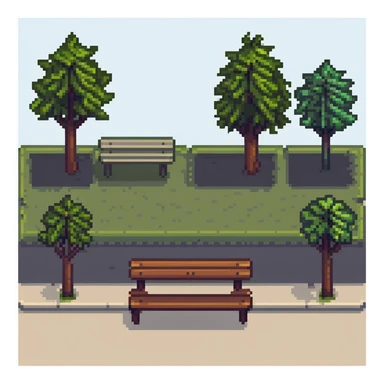 city park with trees and bench sticker