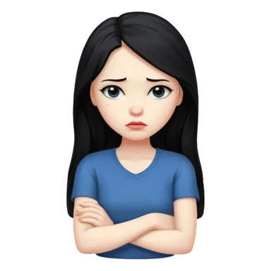 pouty/sad arms crossed emoji woman with long black hair sticker