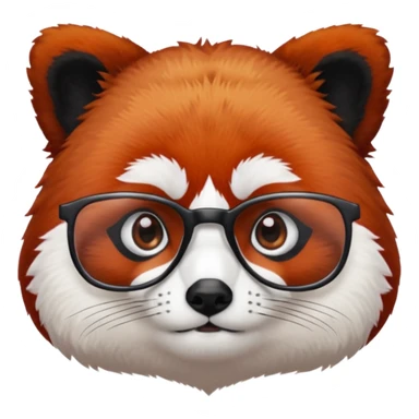 A red panda with serious eyes and a furrowed brow, and glasses. sticker
