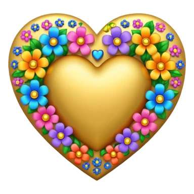 a golden heart studded with flowers sticker