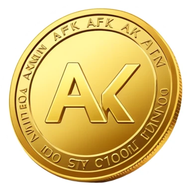 afk text in the gold coin 3d sticker