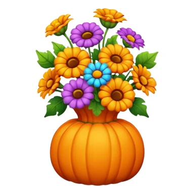 Pumpkin vase of flowers sticker
