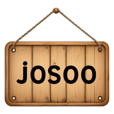 wooden shop sign hanging by two strings, sticker