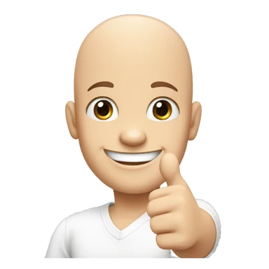 happy bald boy blue-eyed giving thumbs-up no white shirt, just the face and hand sticker
