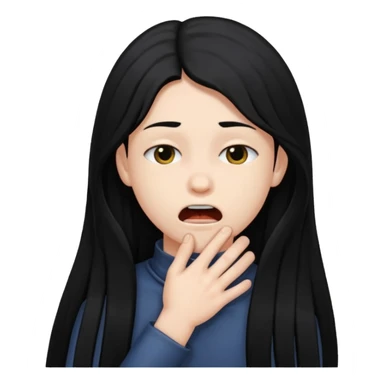 person choking themselves with black long hair  sticker