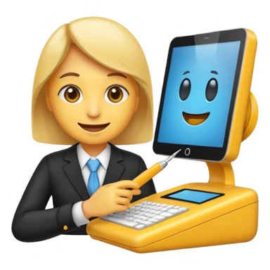 hazme un emoji que le este ayudando a una empresa a dejar de perder tiempo en tareas repetitivas y empezar a centrarse en lo que realmente importa: crecer. sticker
