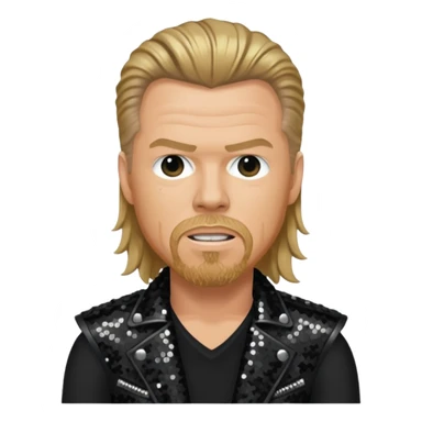 James Hetfield with long dark blonde hair, black sequin outfit  sticker