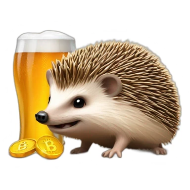 hedgehog drink beer pay in bitcoin sticker