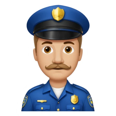 white men with mustache wear police's uniform sticker
