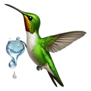 hummingbird taking a drop of water sticker