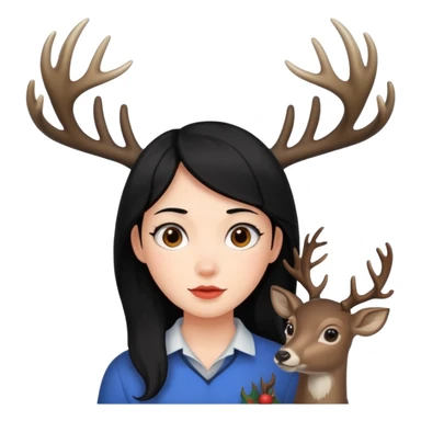 una persona peli negra de piel clara con cuernos de ciervo  sticker