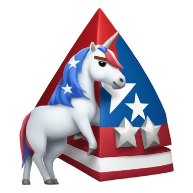 Unicorn shaped like a pyramid holding captain americas shield sticker
