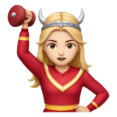 a brow skin girl that do cheer with red and gold team name is Vikings  sticker