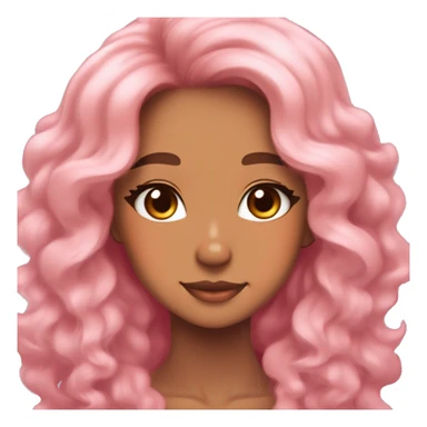 TAN SKIN GIRL WITH LONG BROWN CURLY HAIR AND A CORGI pink kawaii shiny blushing cute kawaii pastel anime trending style pink pastelcore sticker