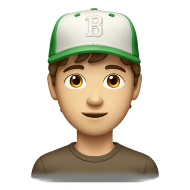 Teenager boy type italian, White skin, with baseball cap backwards with wavy brown hair (Which go down behind to the nape of the neck), Little bit dezoom sticker