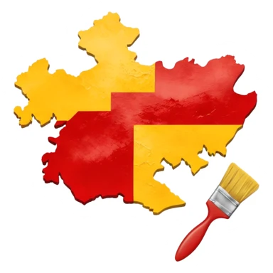 Create a emoji an Karnataka Map top yellow brush paint type and bottom red brush paint type sticker