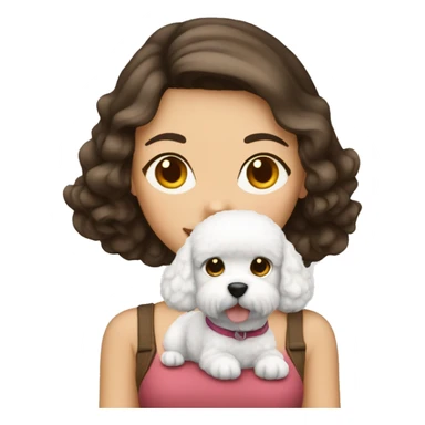 Brunette girl with bichon dog sticker