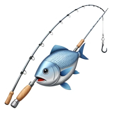fat fishing rod with fish sticker