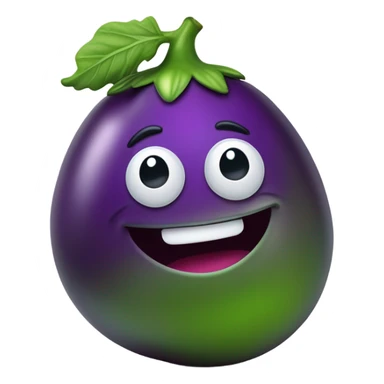 cheerful 3D eggplant sticker